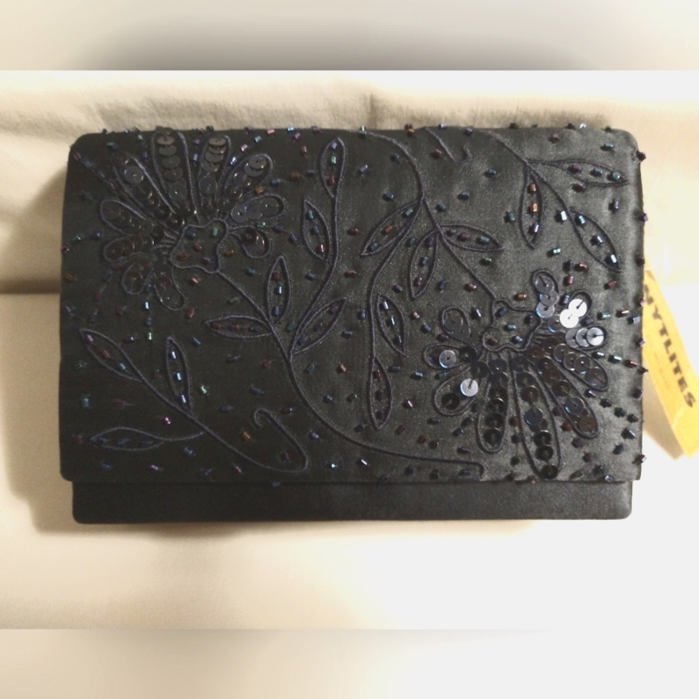 NYTLITES MIDNIGHT BLUE EMBELLISHED CONVERTIBLE EVENING CLUTCH HANDBAG (NWT)